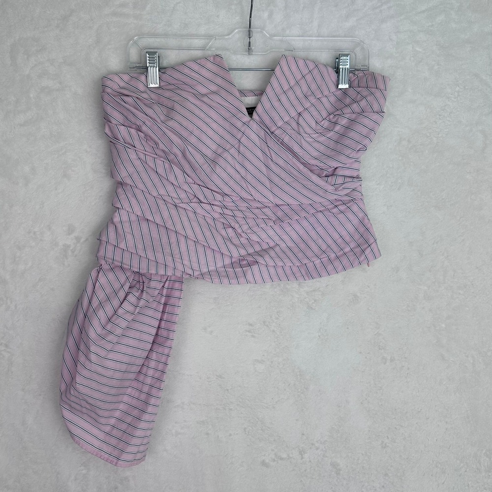 ZARA Pink Stripe Strapless‎ Wrap Corset Top Womens Size M